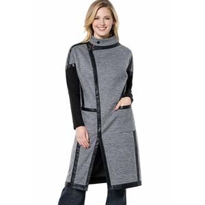 G By Giuliana Black Label Gray Faux Leather Trim Coat Jacket Size XL